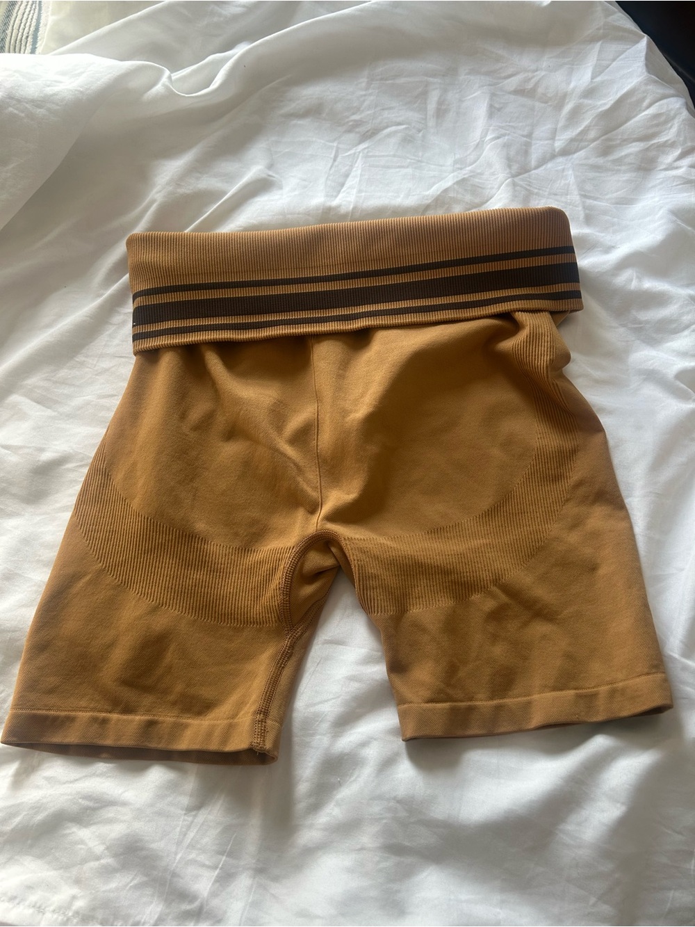 PINK Victoria's Secret Fold-Over Waist Seamless Bike Shorts in Camel